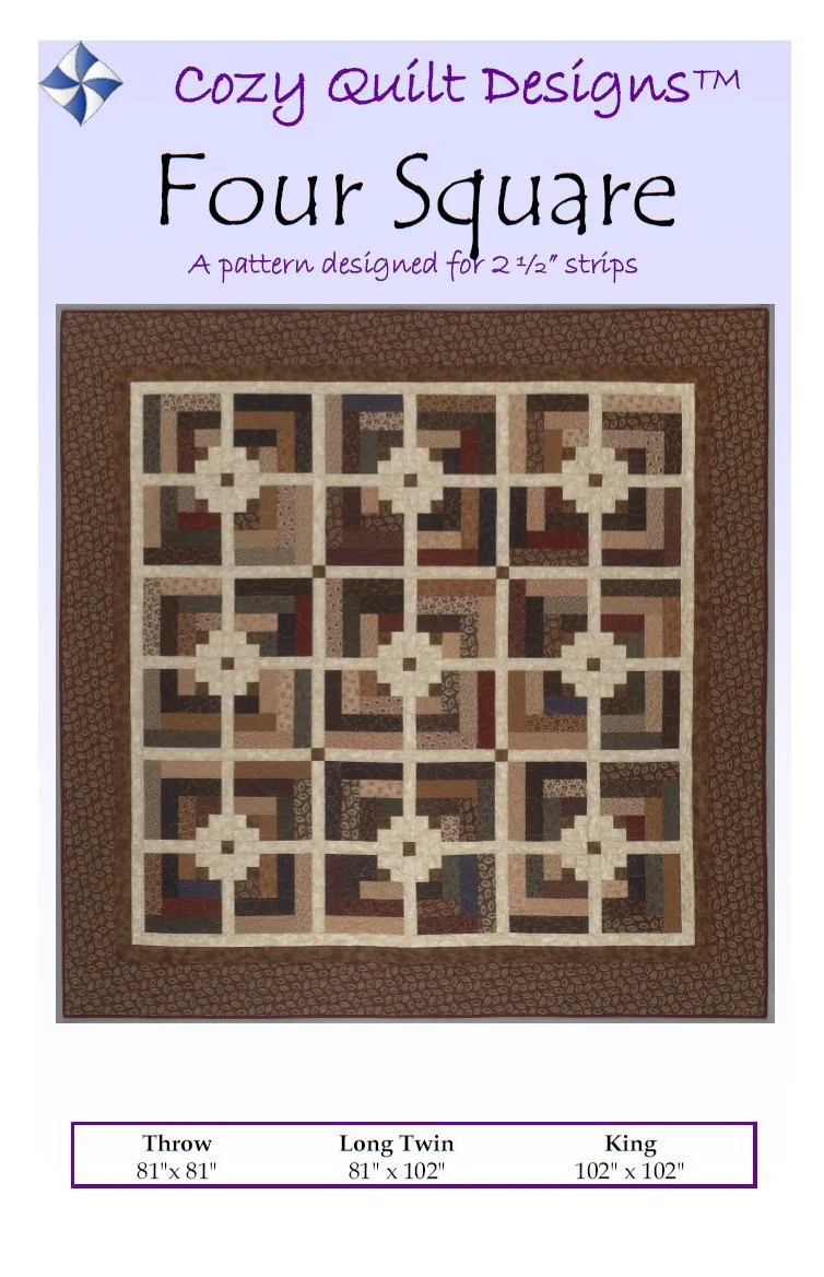FOUR SQUARE - Cozy Quilt Designs Pattern DIGITAL DOWNLOAD