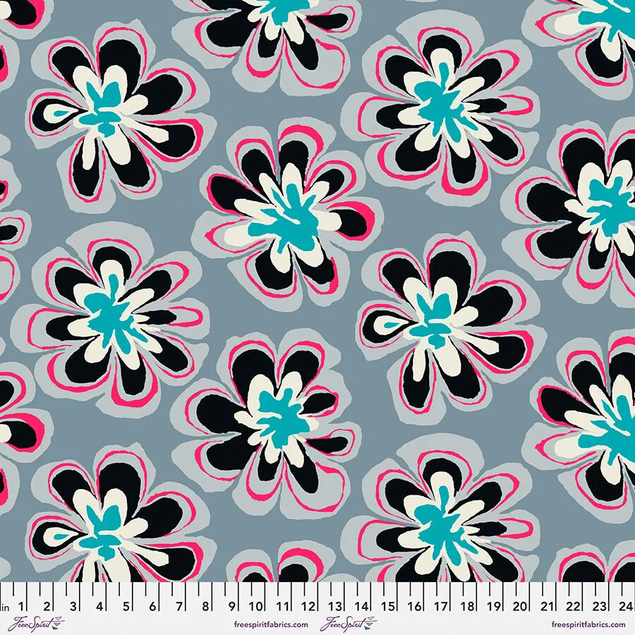 Free Spirit Kaffe Fassett Collective PWBM011 Grey Funky Flora By The Yard