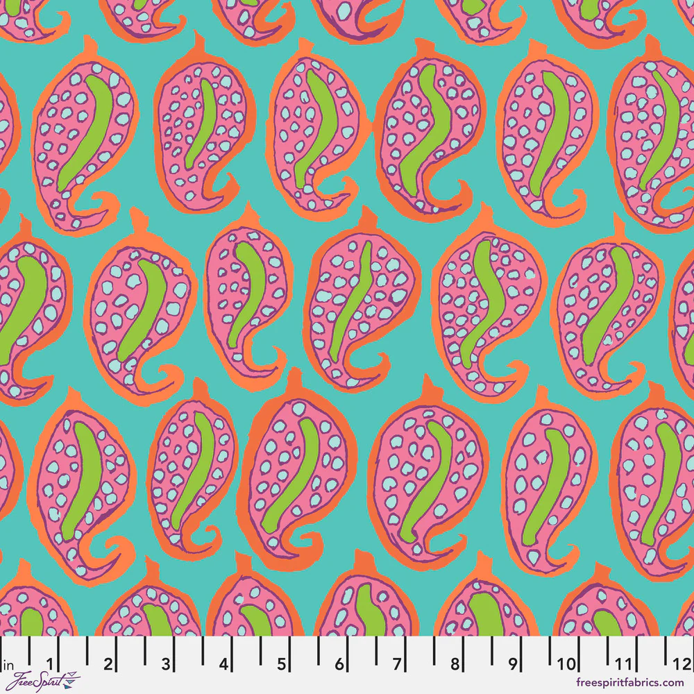Free Spirit Kaffe Fassett Collective PWBM096 Aqua Pasha Paisley By The Yard