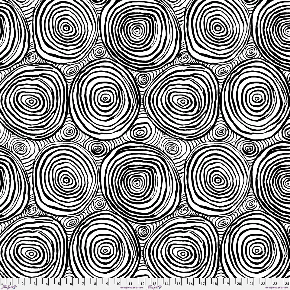 Free Spirit Kaffe Fassett EXTRA WIDE QBBM001 Black Onion Rings 108" WIDE - 3 YARD CUT