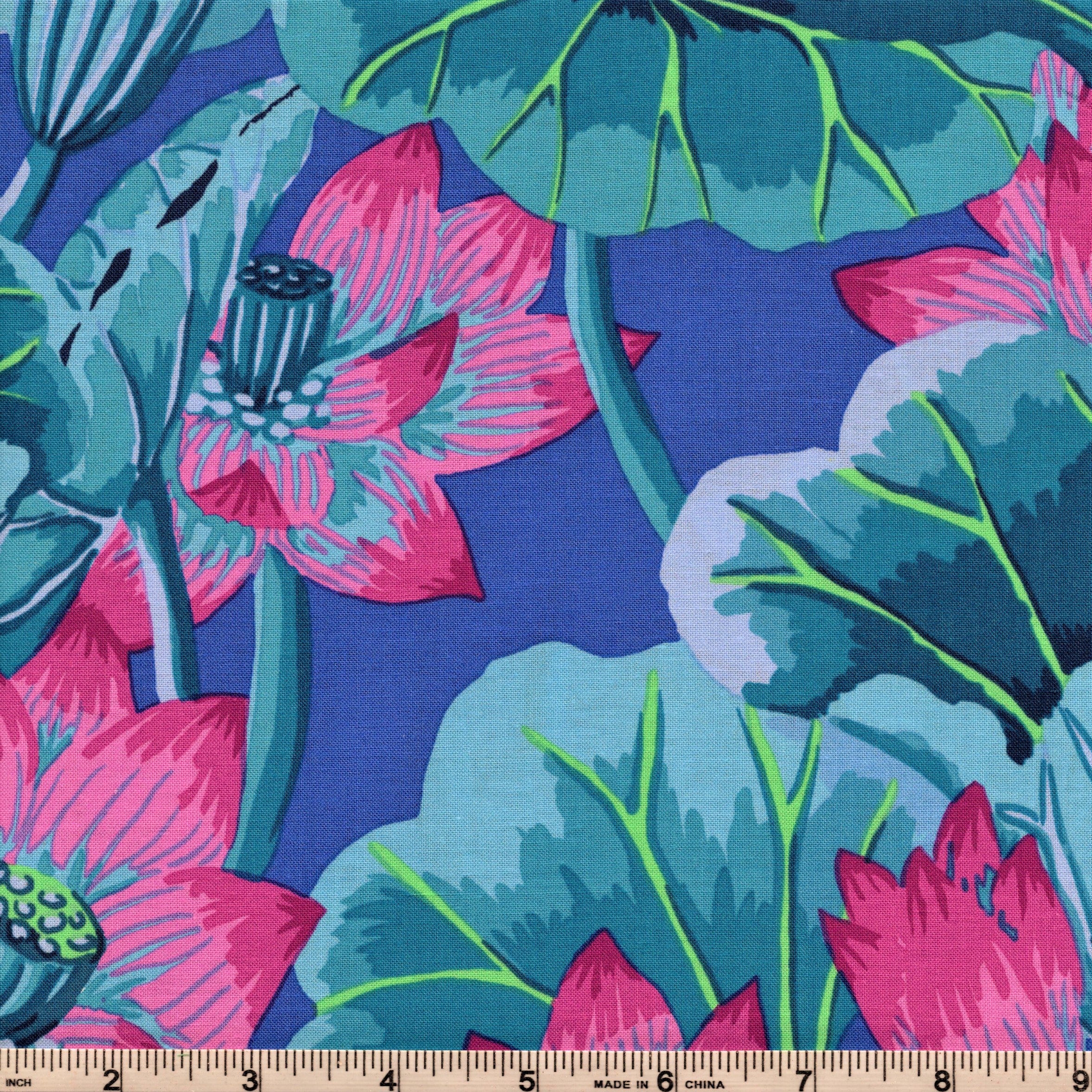 Free Spirit Kaffe Fassett GP93 Blue Lake Blossoms By The Yard