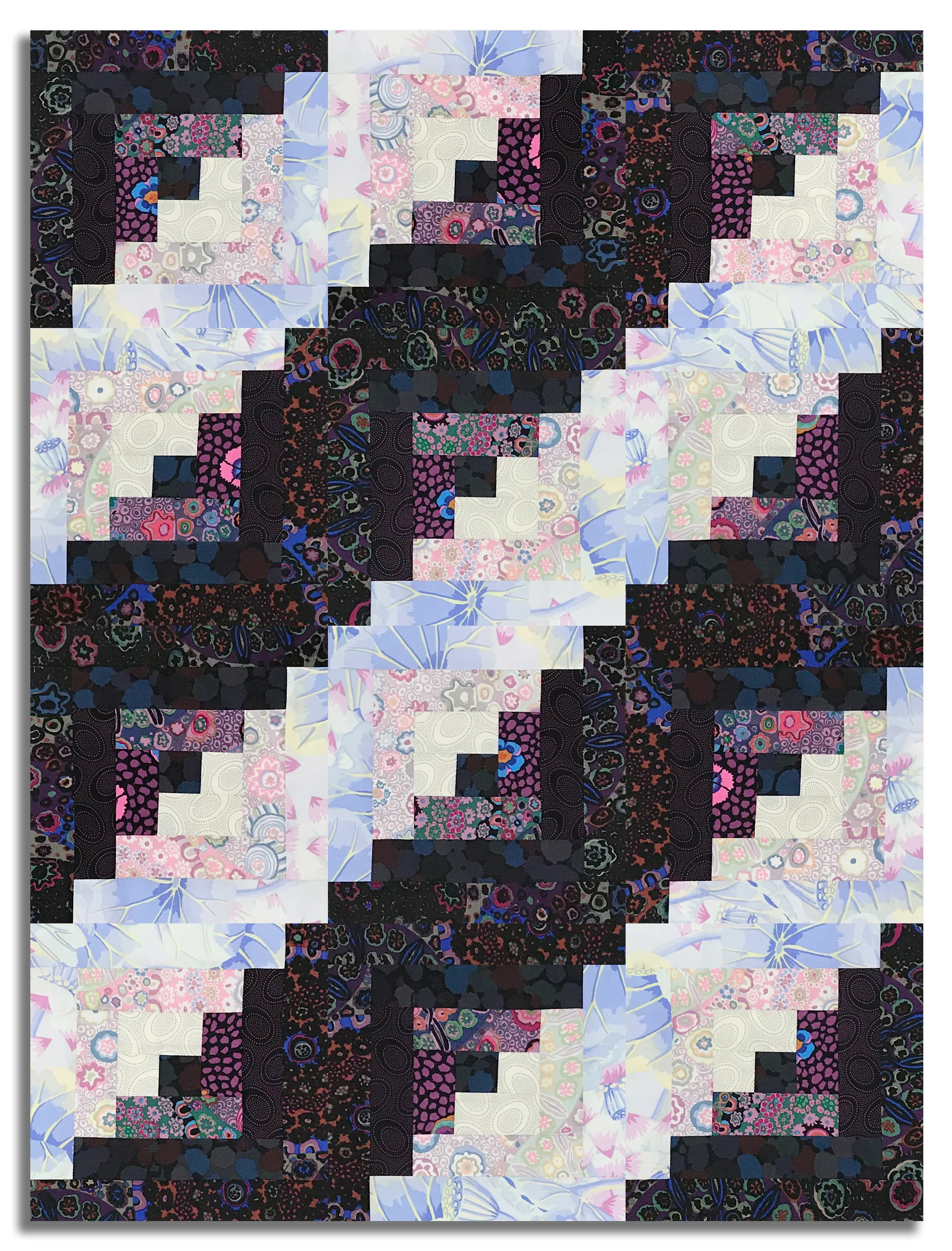 Free Spirit Kaffe Fassett Pre-cut 12 Block Log Cabin Quilt Kit - Black Ink - Image 3