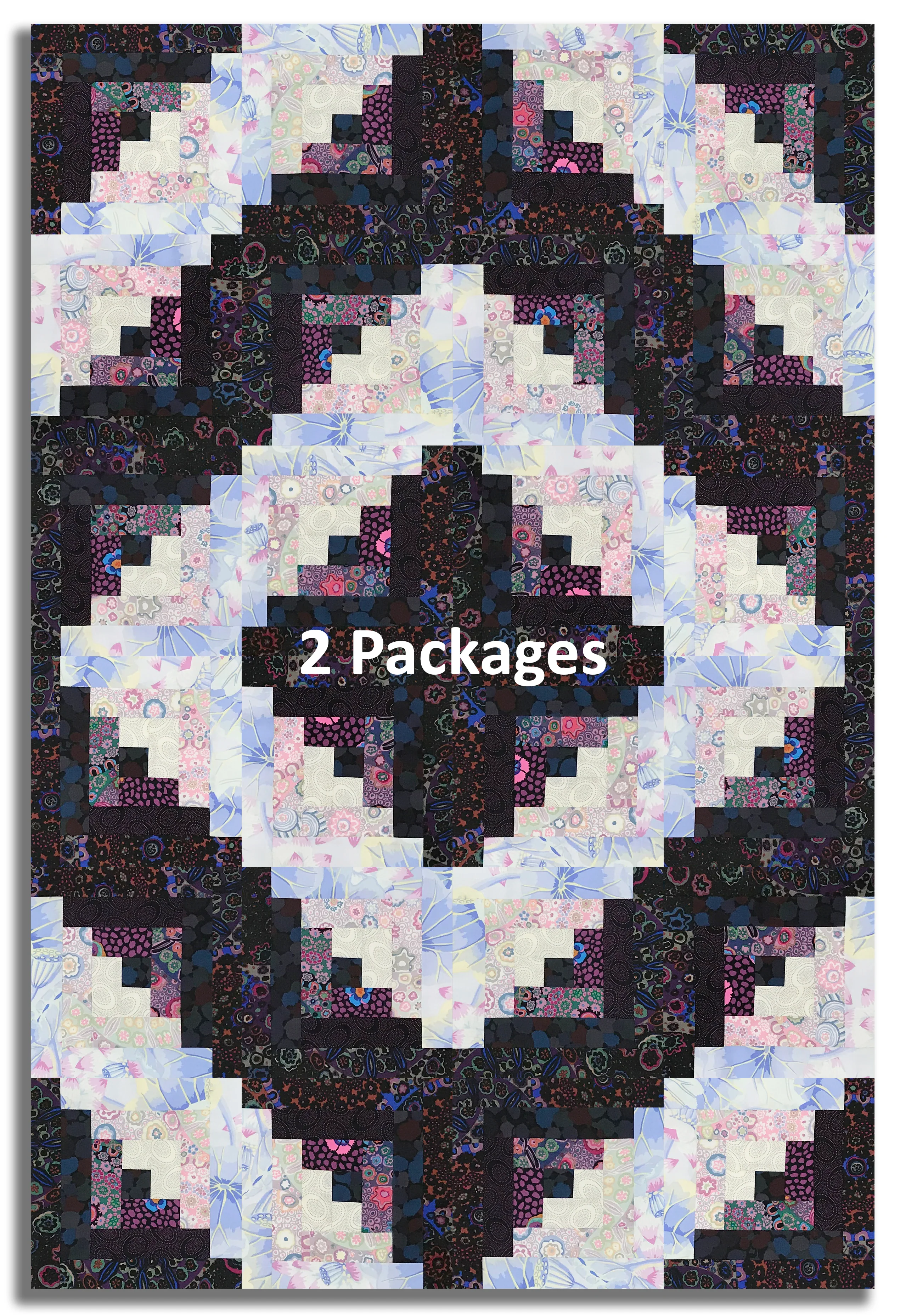 Free Spirit Kaffe Fassett Pre-cut 12 Block Log Cabin Quilt Kit - Black Ink - Image 4