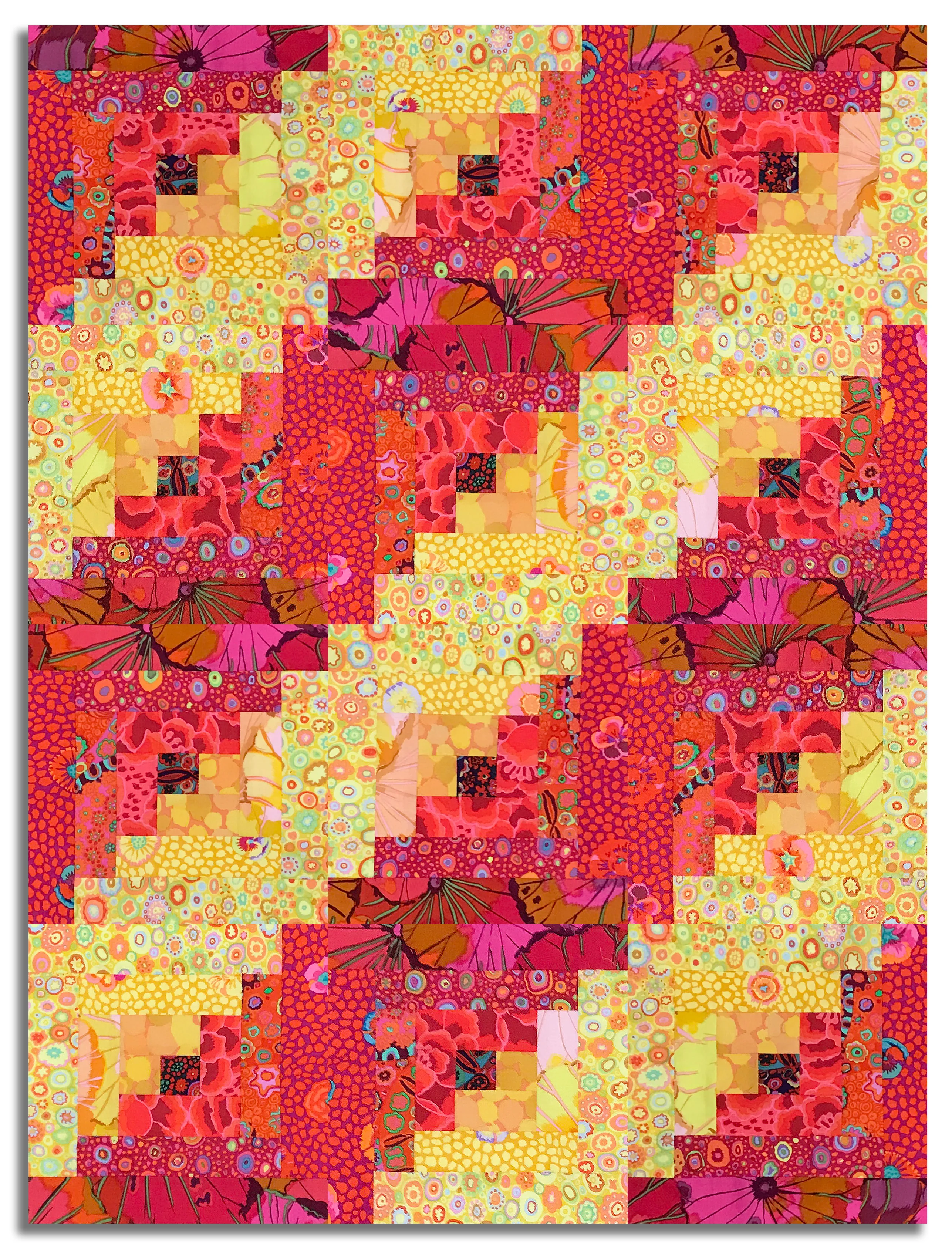 Free Spirit Kaffe Fassett Pre-cut 12 Block Log Cabin Quilt Kit - Bougainvillea - Image 3