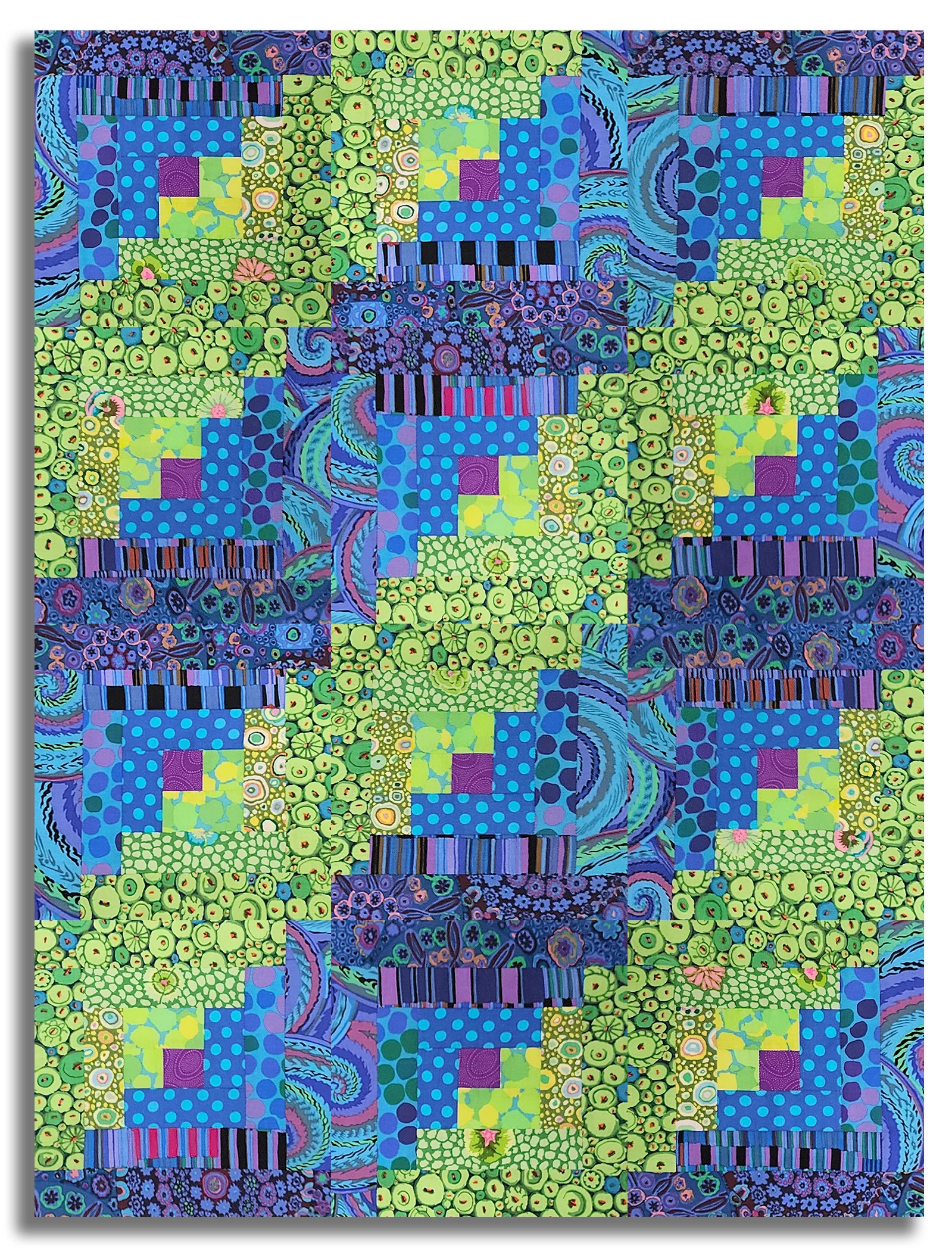 Free Spirit Kaffe Fassett Pre-cut 12 Block Log Cabin Quilt Kit - Peacock - Image 3