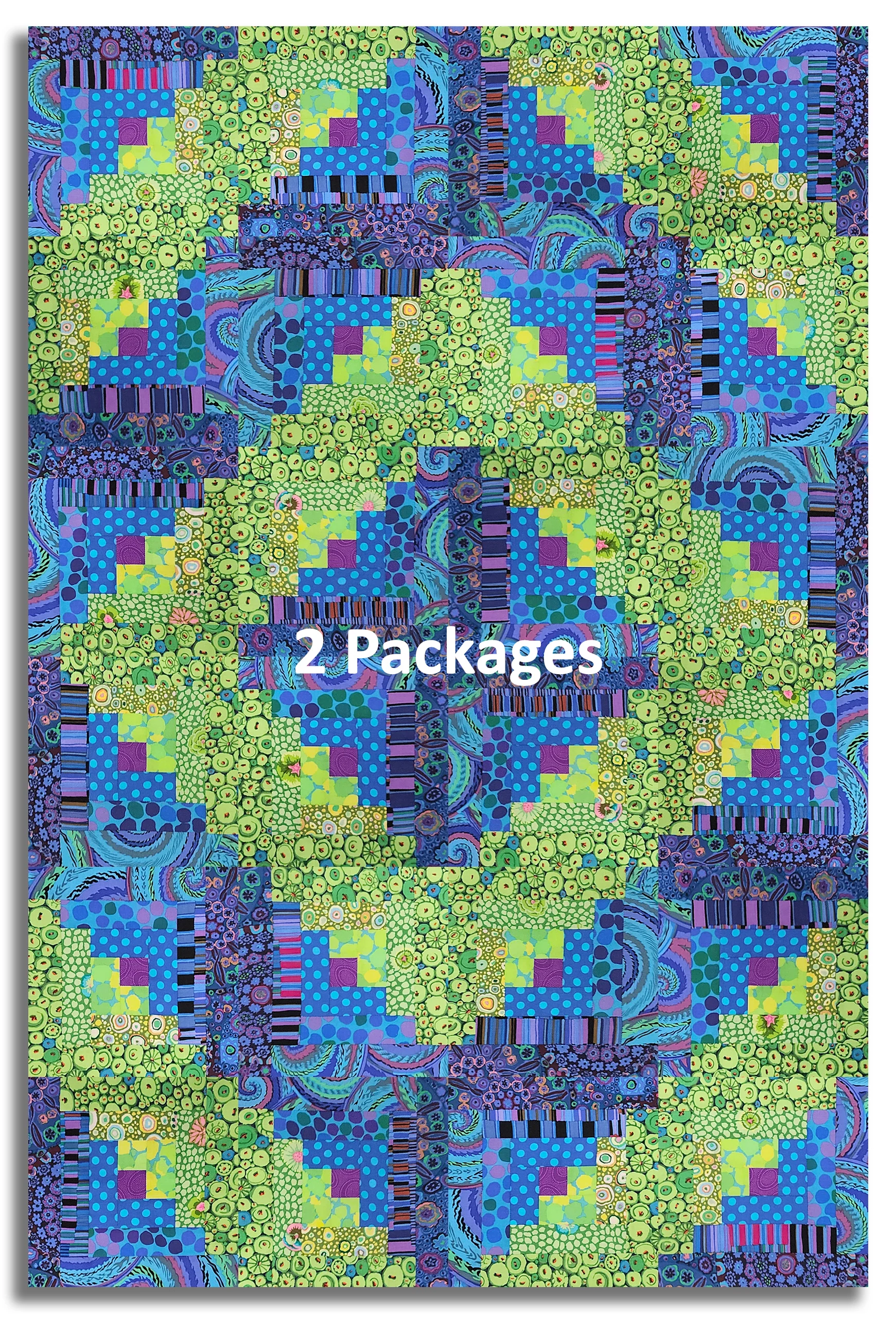 Free Spirit Kaffe Fassett Pre-cut 12 Block Log Cabin Quilt Kit - Peacock - Image 4