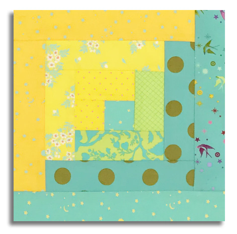 Free Spirit Pre-cut 12 Block Log Cabin Quilt Kit - Tula's True Colors - Seaglass