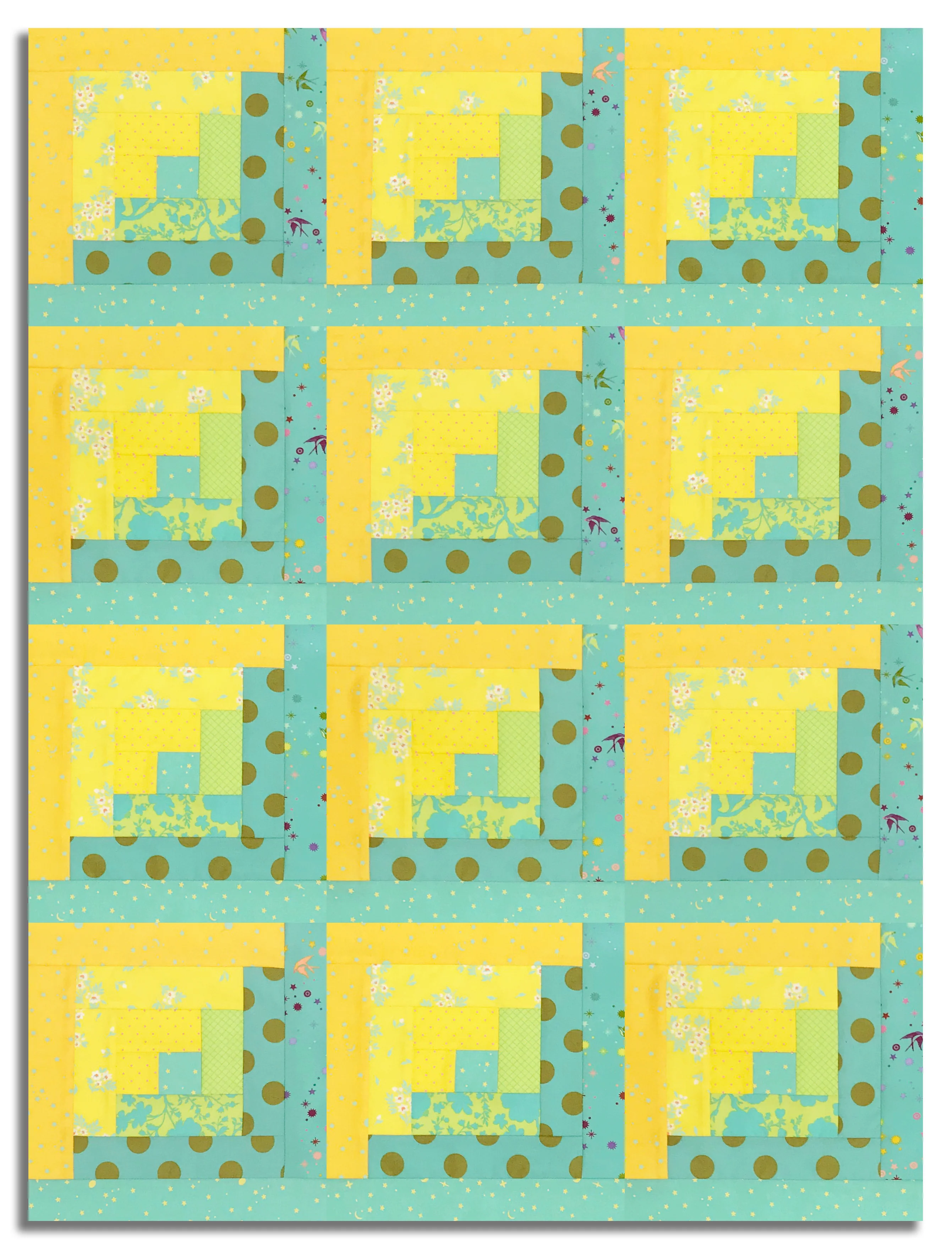 Free Spirit Pre-cut 12 Block Log Cabin Quilt Kit - Tula's True Colors - Seaglass - Image 2