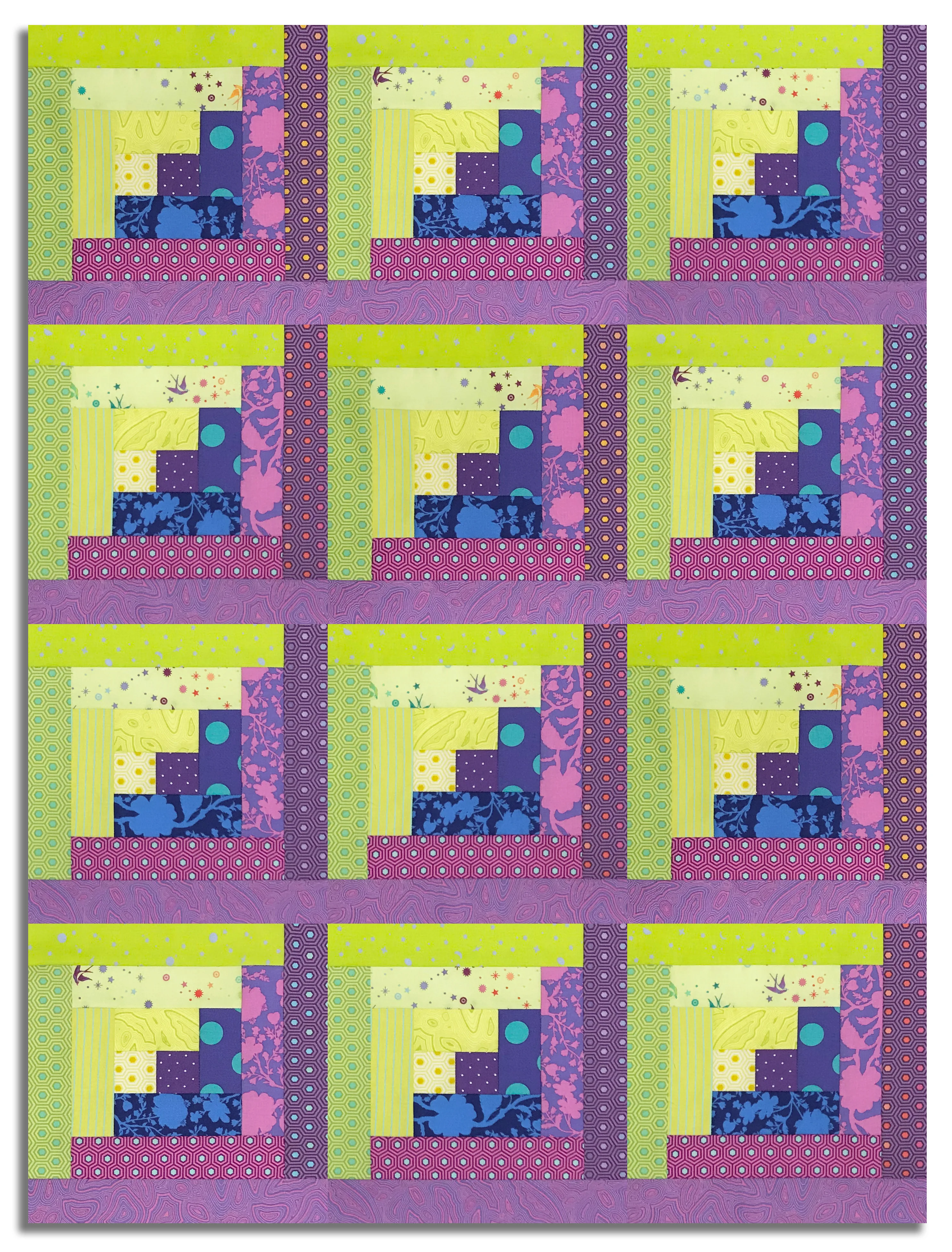 Free Spirit Pre-cut 12 Block Log Cabin Quilt Kit - Tula's True Colors - Thistle - Image 2
