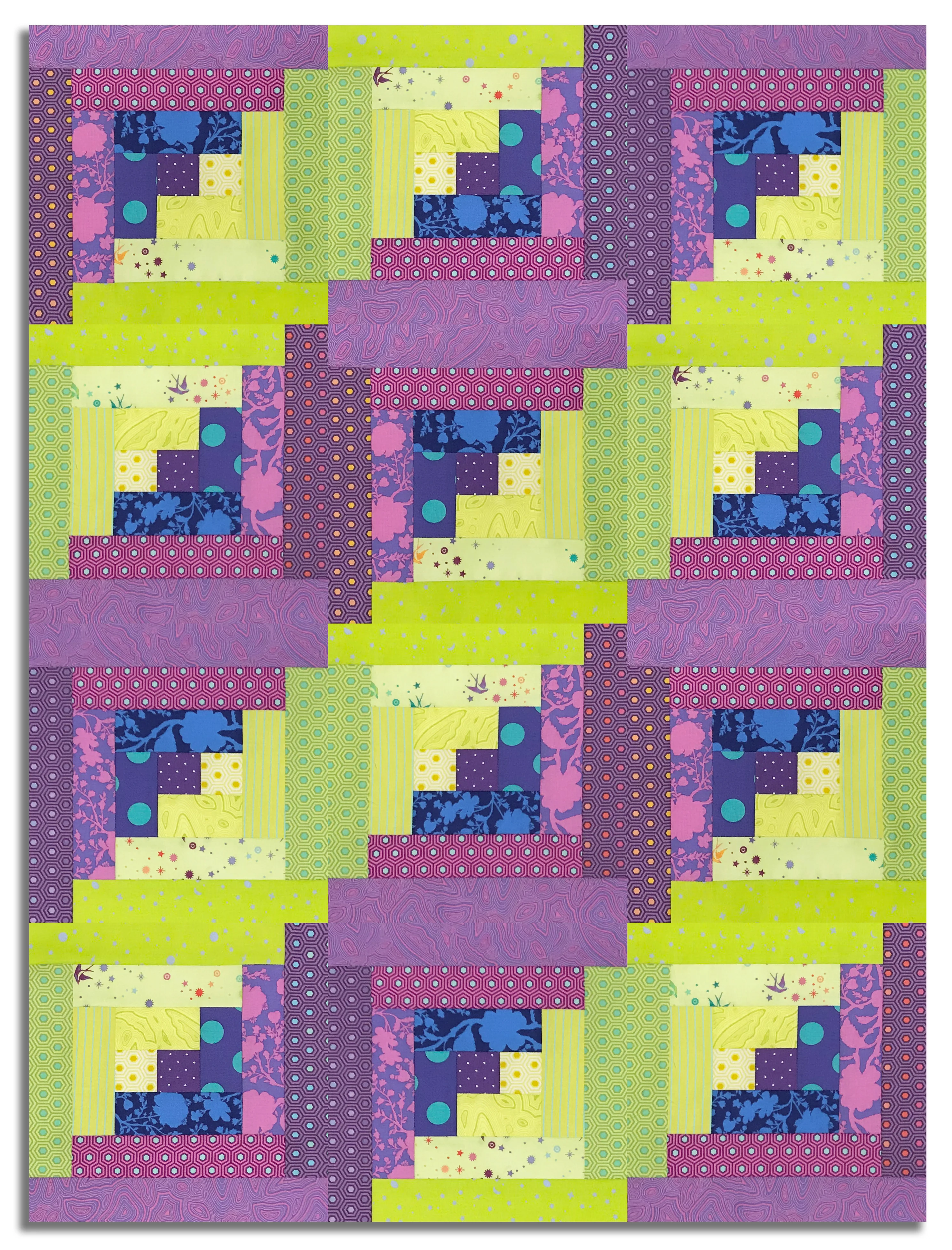 Free Spirit Pre-cut 12 Block Log Cabin Quilt Kit - Tula's True Colors - Thistle - Image 3