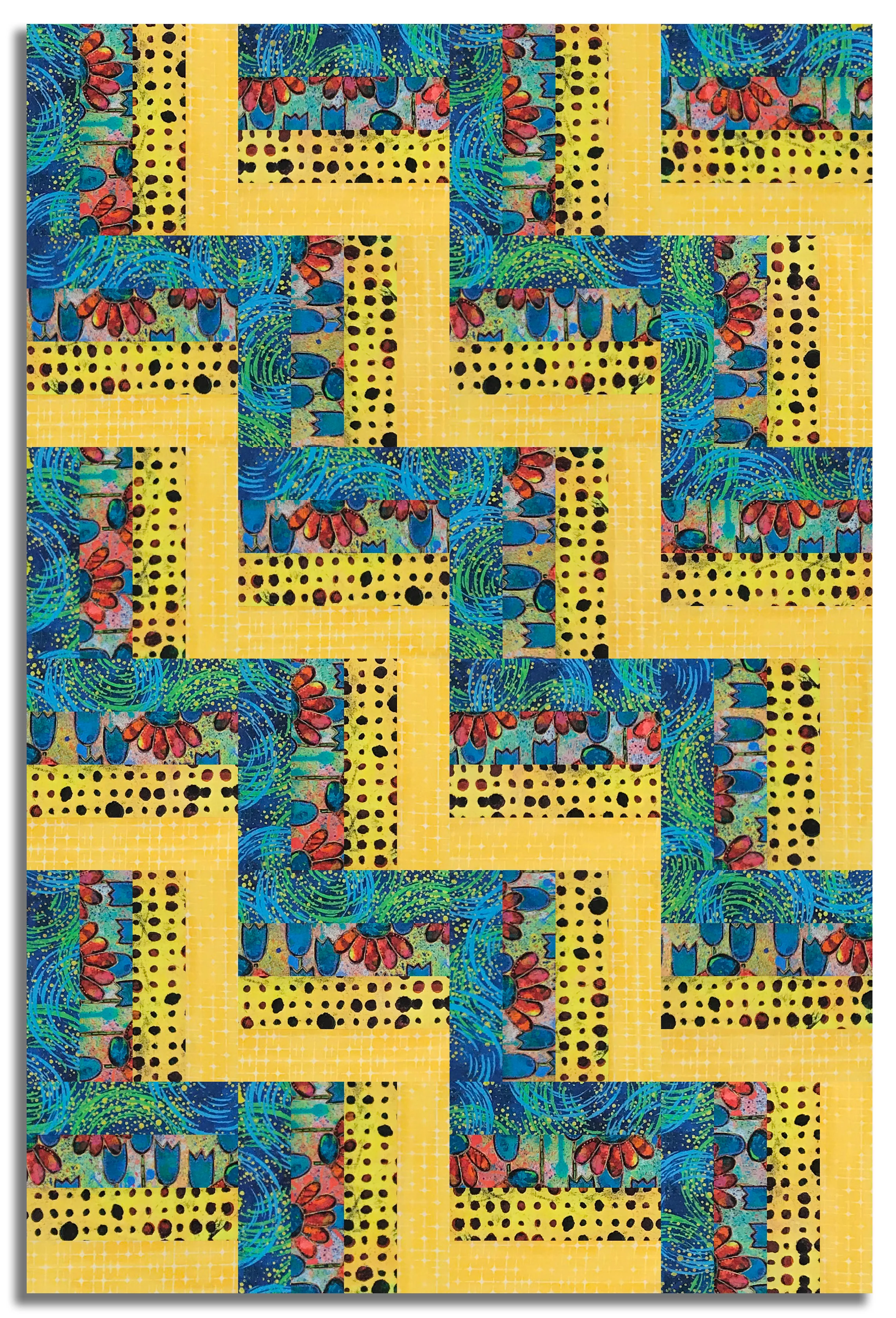 Free Spirit Pre-Cut 24 Block Rail Fence Quilt Kit - Dragonfly Dance - Blue