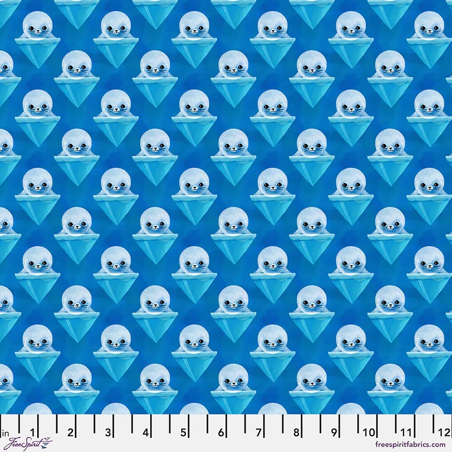 Free Spirit Polar Seas PWKT029 XBlue Harp Seals By The Yard