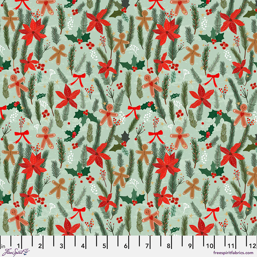 Free Spirit Christmas Spirit PWMC074 Sage Ginger Heart By The Yard