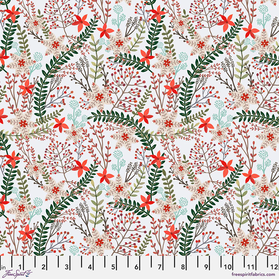 Free Spirit Christmas Cabin PWMC090 White Merry Berries By The Yard