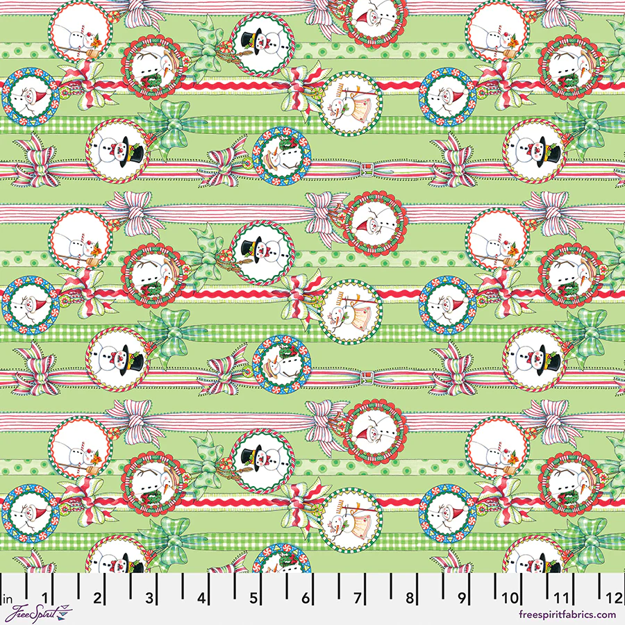 Free Spirit So Much Joy! PWMY018 Lime Snow People Ribbon By The Yard