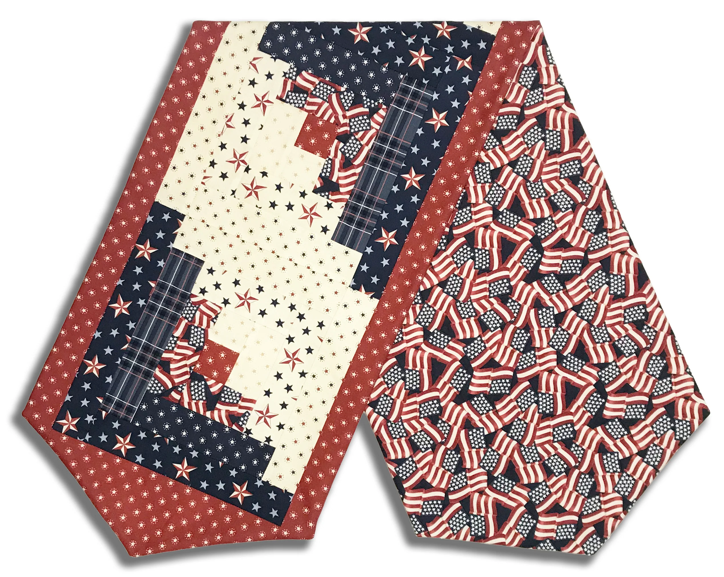 Fully FINISHED Log Cabin Table Runner - America 250 Years