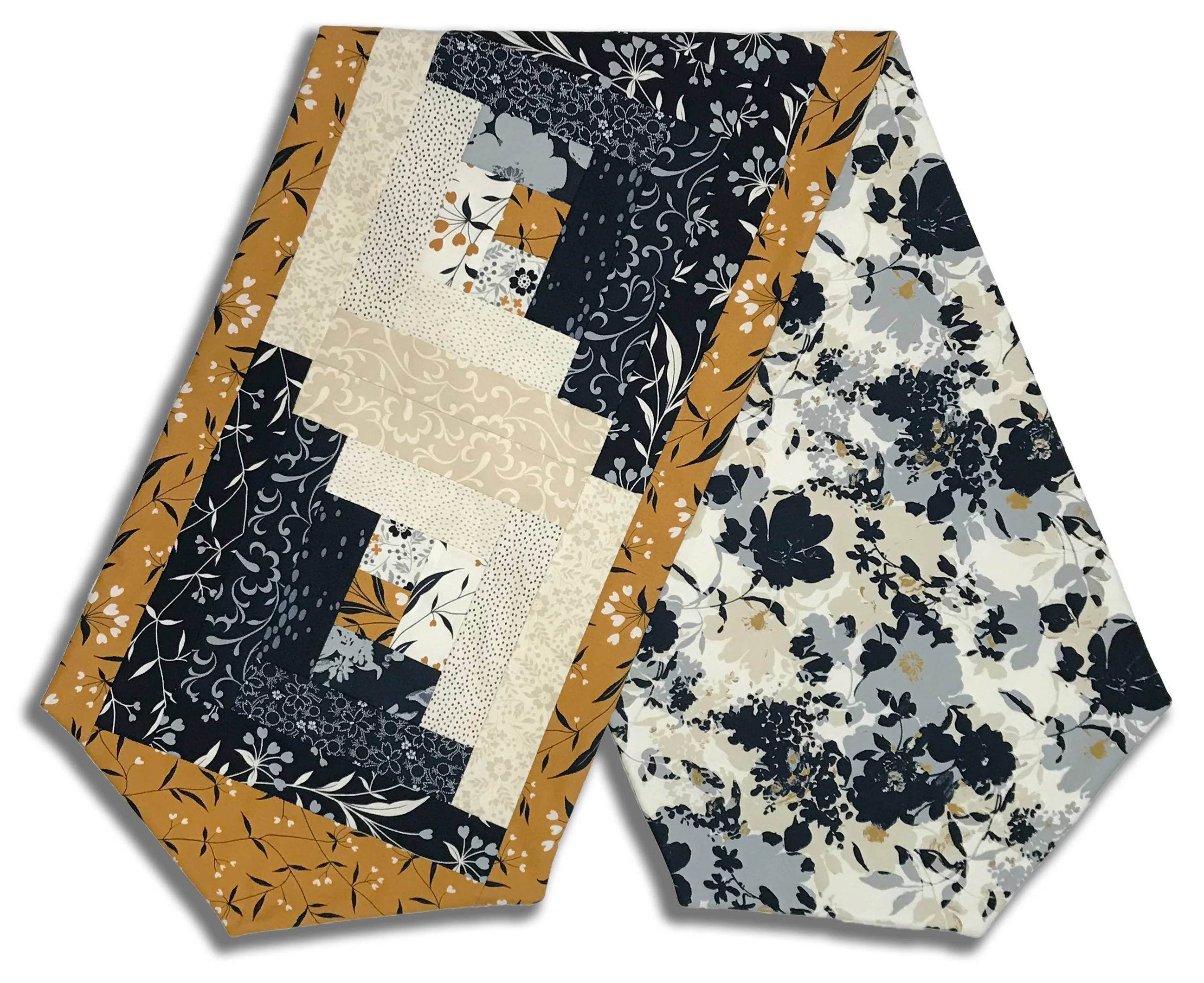Fully FINISHED Log Cabin Table Runner - Arabesque