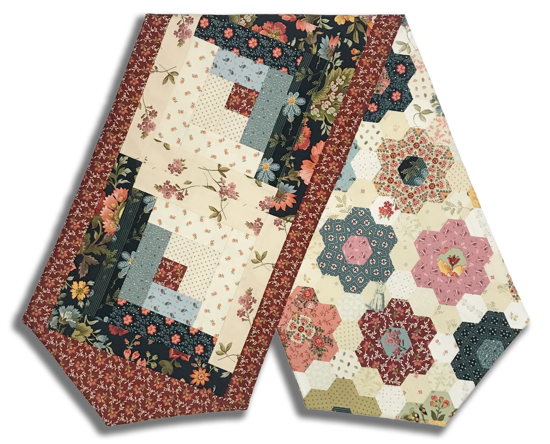 Fully FINISHED Log Cabin Table Runner - Farmer's Daughter