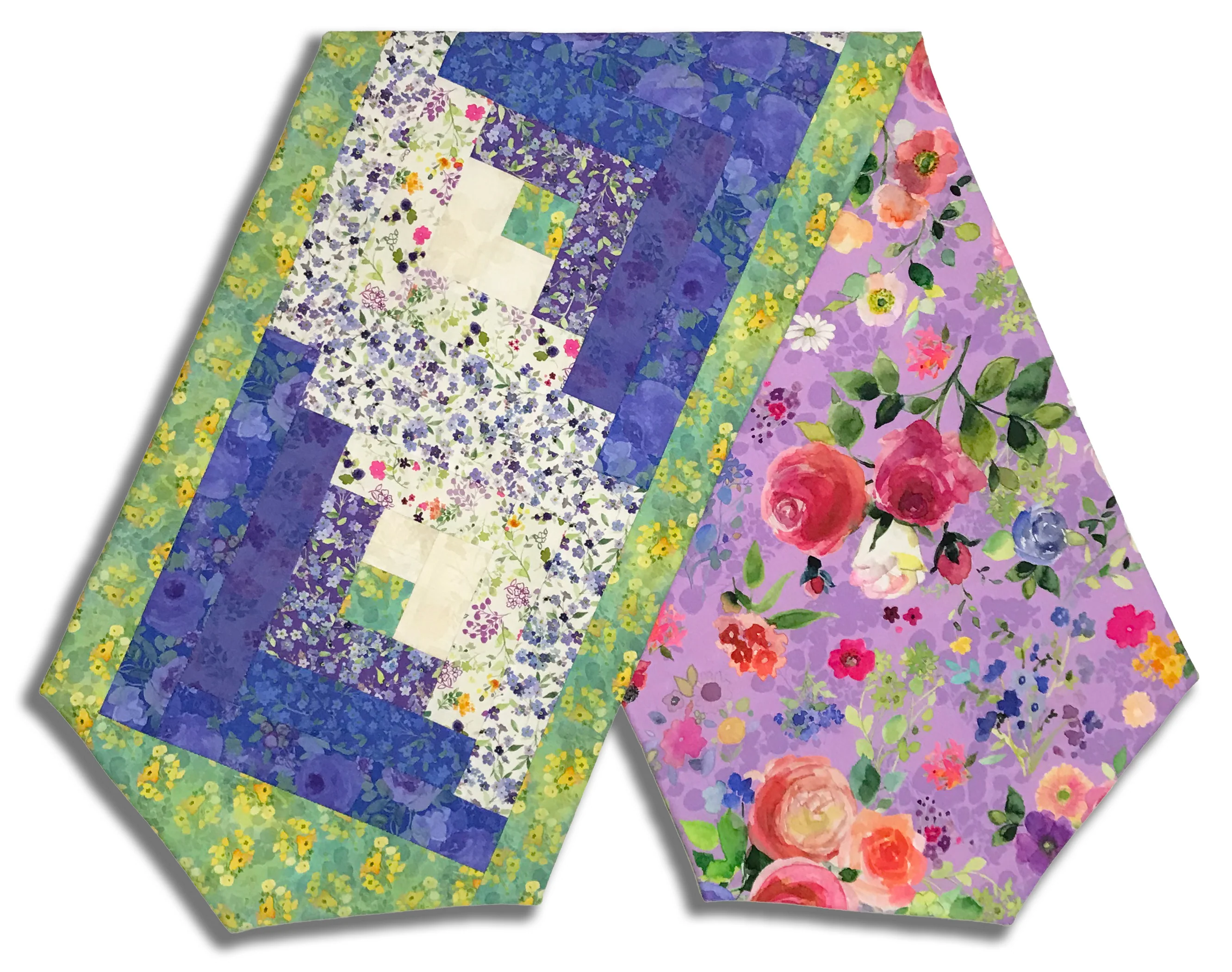 Fully FINISHED Log Cabin Table Runner - Fleur De Rose