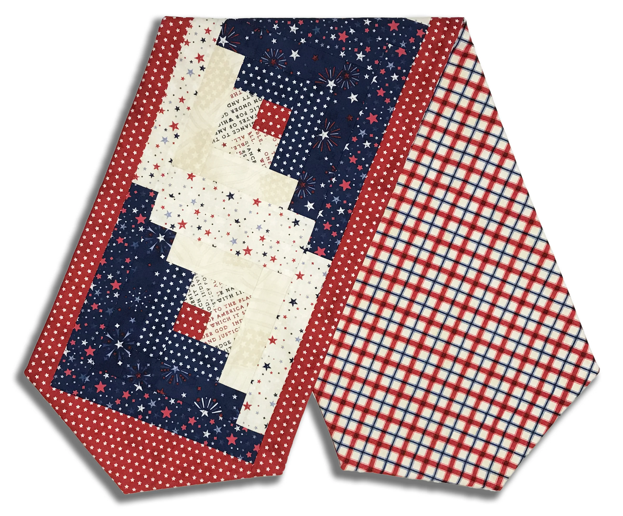 Fully FINISHED Log Cabin Table Runner - Founding Glory