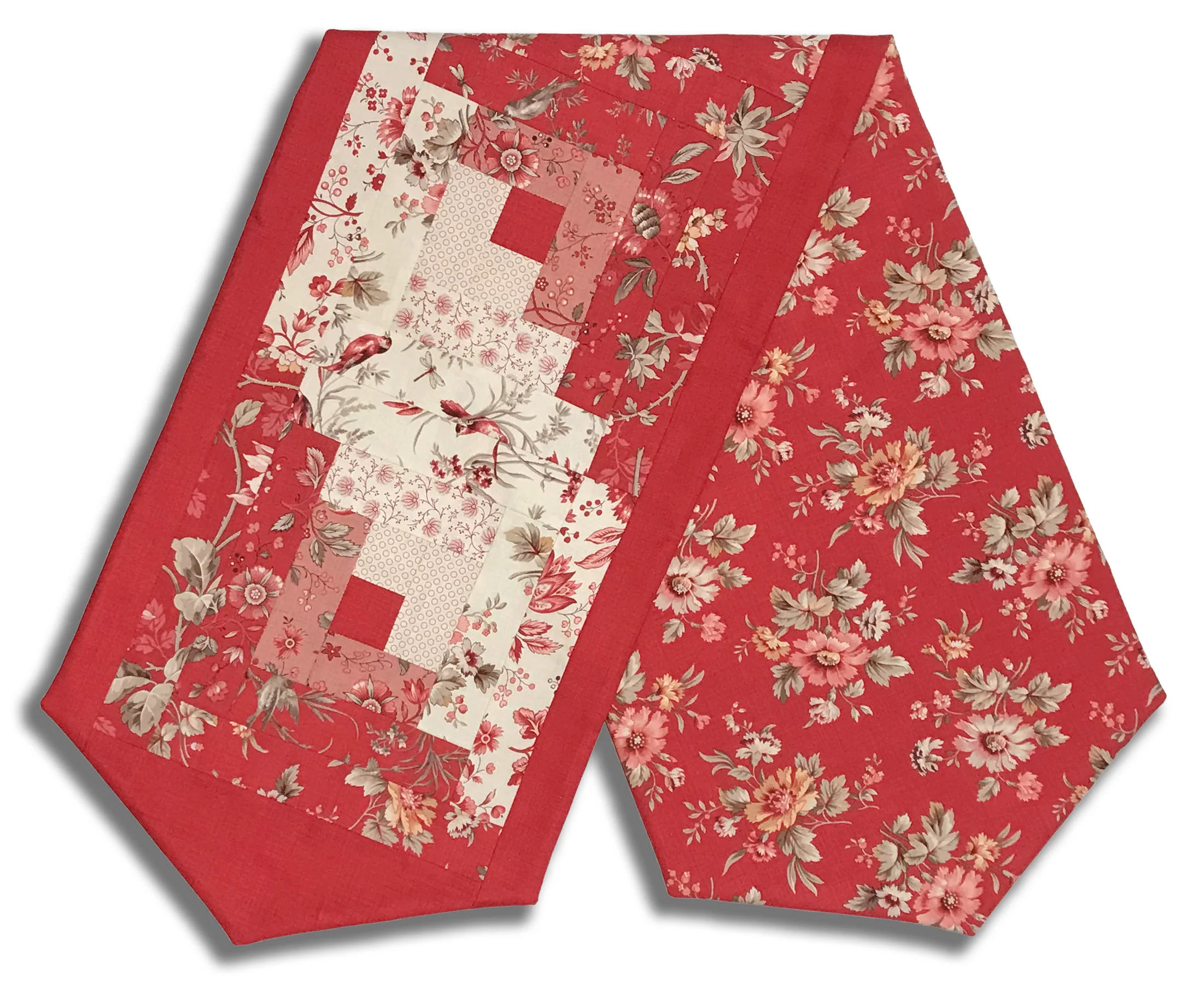Fully FINISHED Log Cabin Table Runner - Joie De Vivre