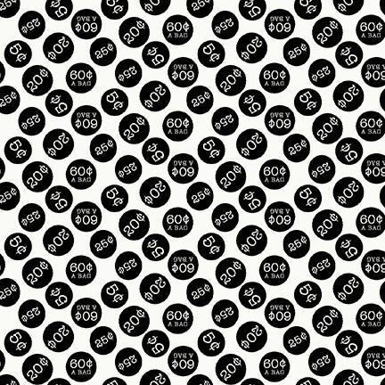 Henry Glass & Co. Country Fresh 9896 90 Black Tossed Price Tags 1.875 YARDS