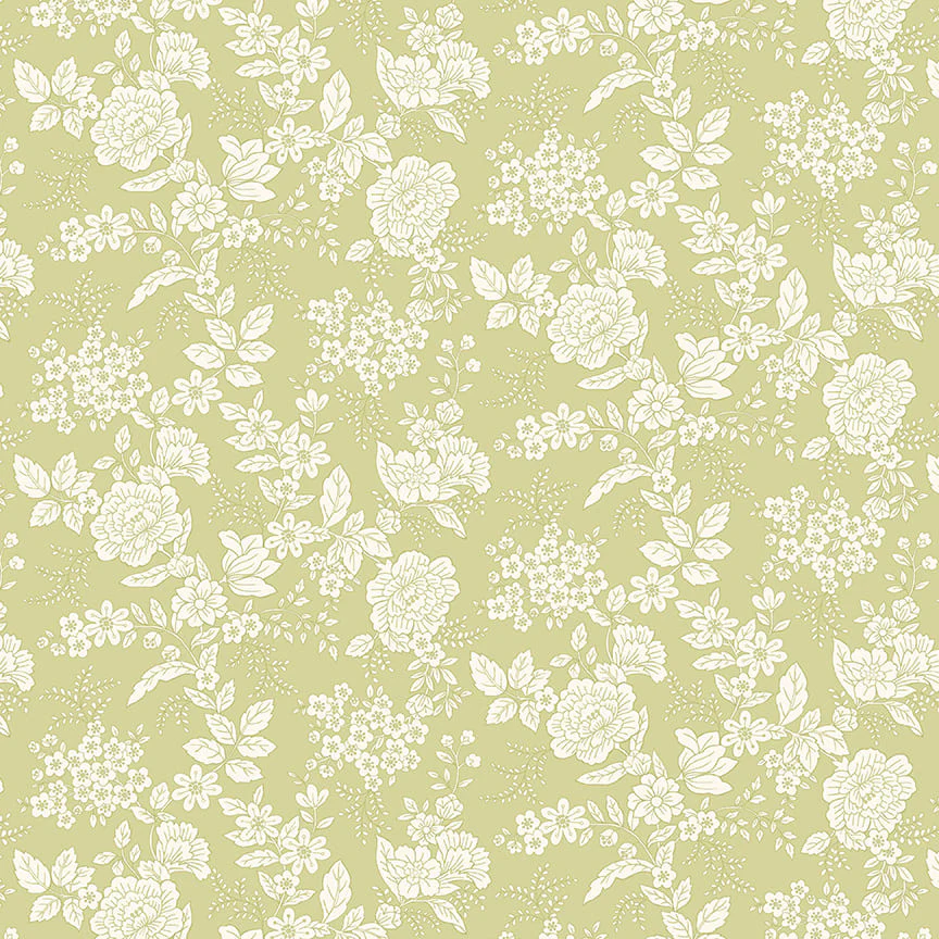 Henry Glass & Co. Tranquility 826 60 Light Green Floral 1 YARD