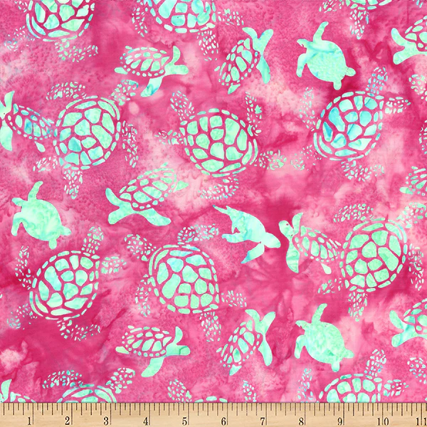 Hoffman Bali Batik Tropical Treasures W2602 12 Pink Turtles By The Yard