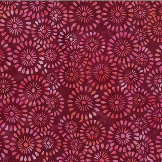 Hoffman Bali Batik V2538 38 Burgundy Round Floral By The Yard