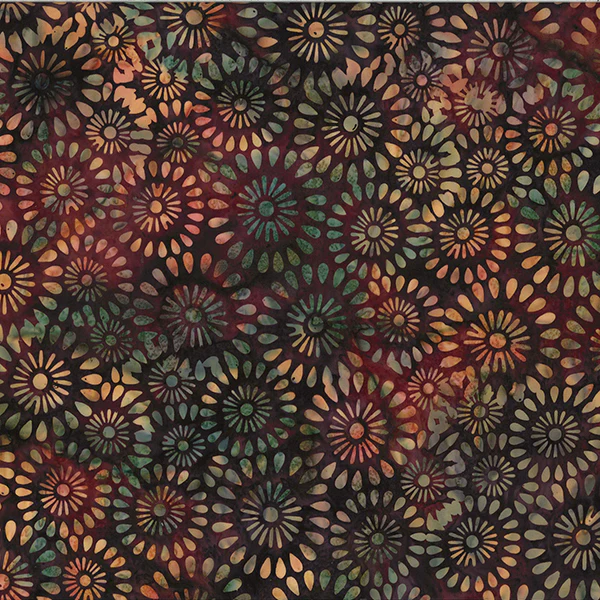 Hoffman Bali Batik V2538 515 Rum Raisin Round Floral By The Yard