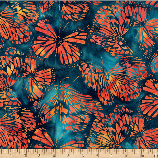Hoffman Bali Batik X2639 278 Monarch Large Butterflies By The Yard