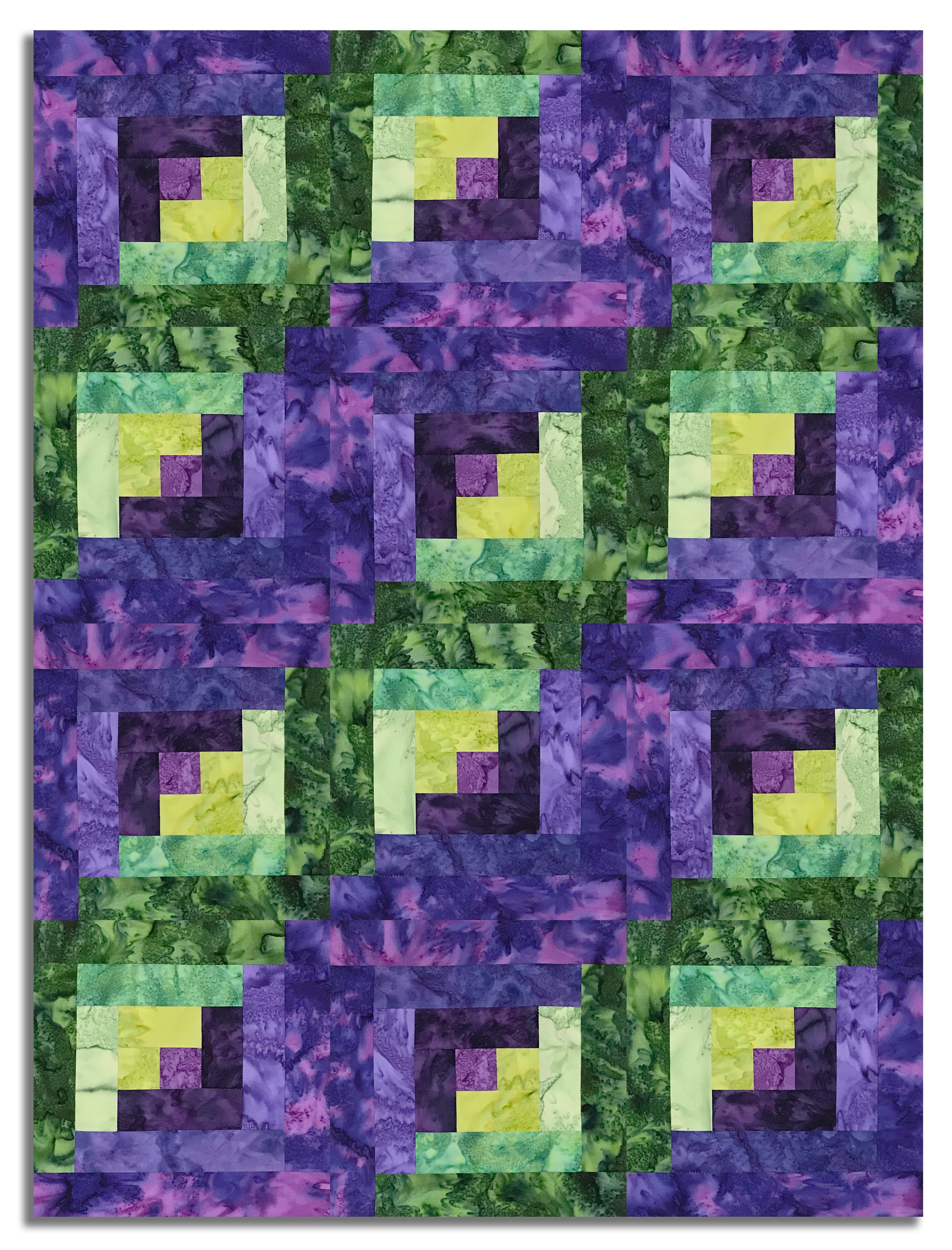 Hoffman Bali Batiks Pre-Cut 12 Block Log Cabin Quilt Kit - 1895 Watercolors - Violet Pine - Image 3