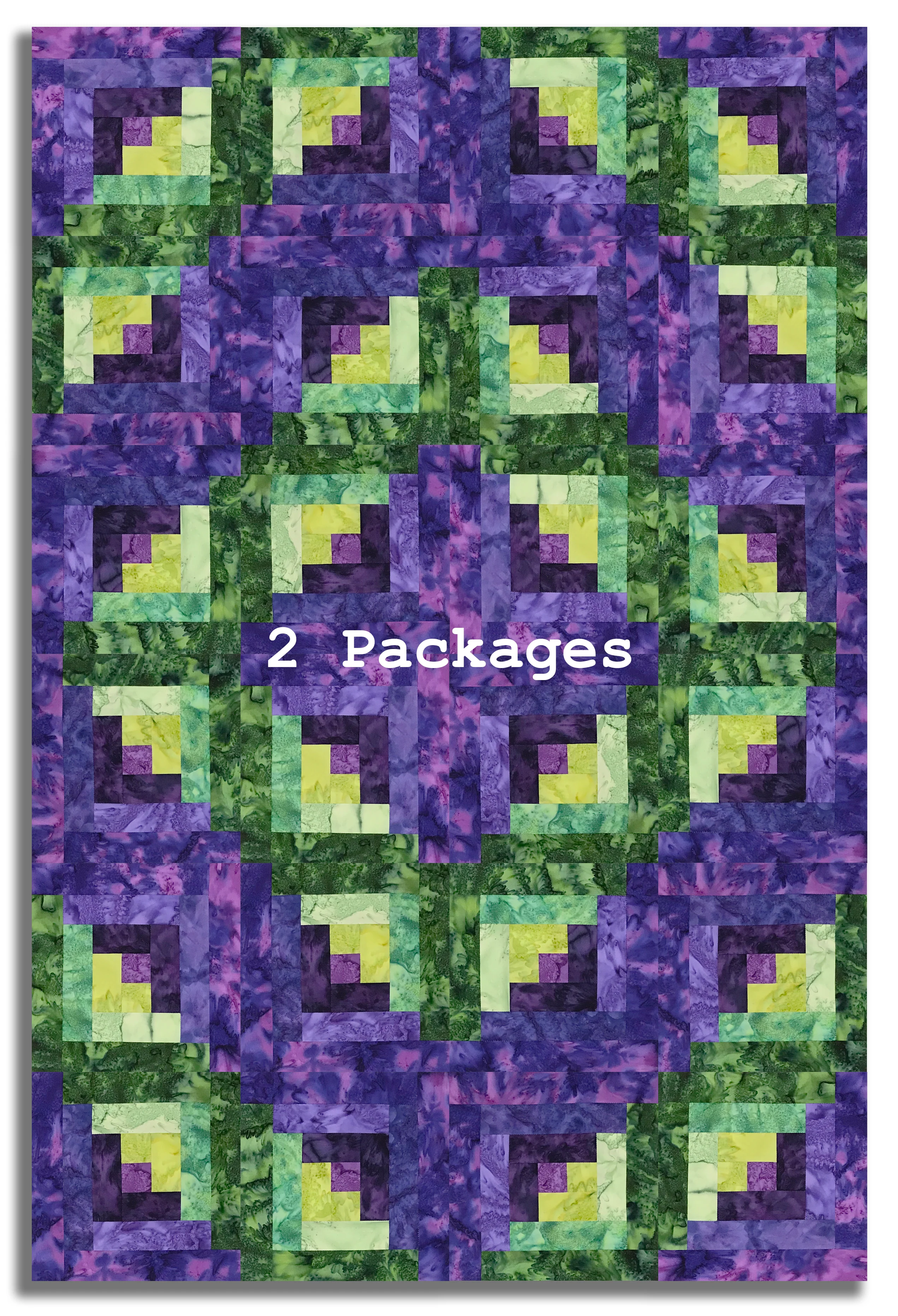 Hoffman Bali Batiks Pre-Cut 12 Block Log Cabin Quilt Kit - 1895 Watercolors - Violet Pine - Image 4