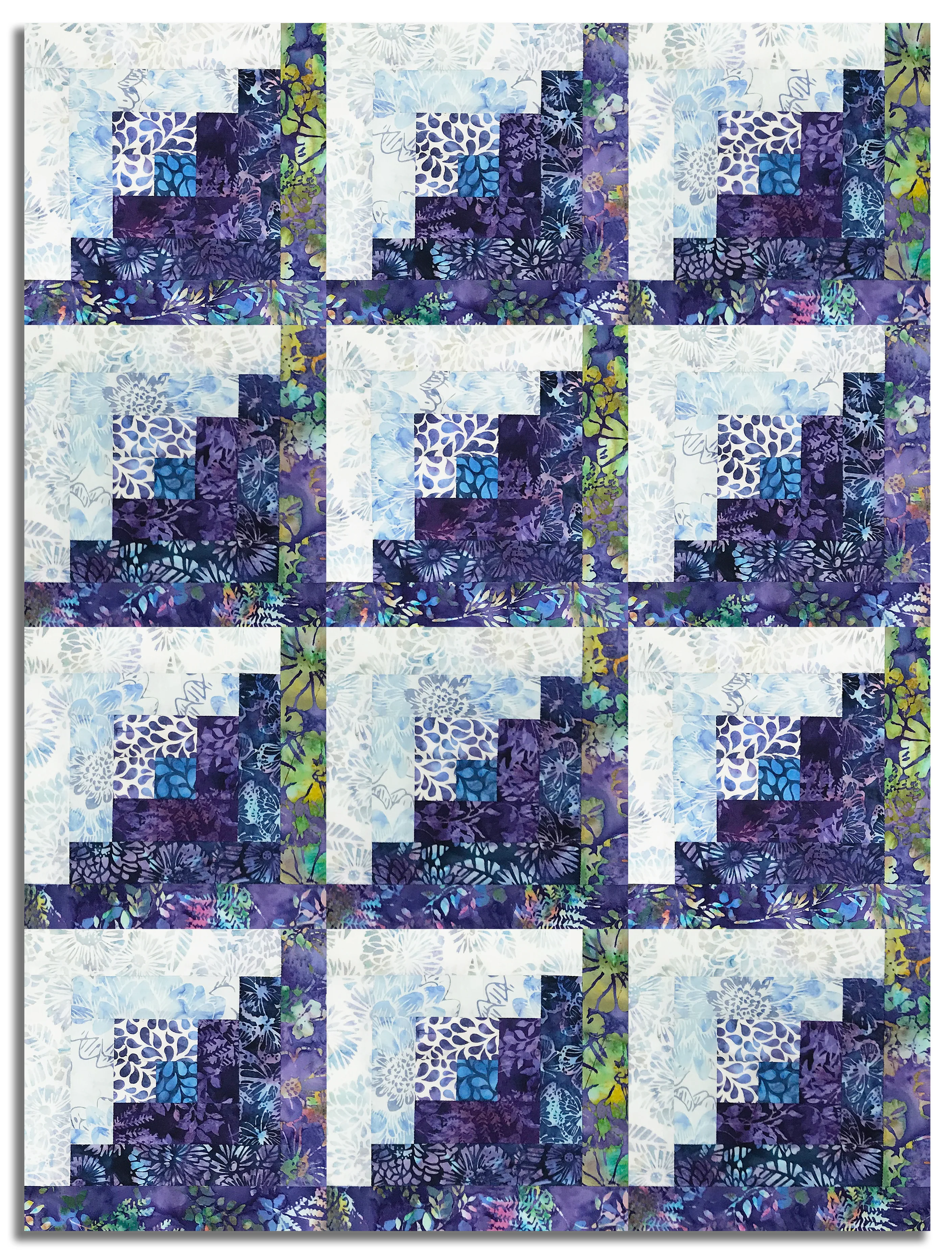 Hoffman Bali Batiks Pre-Cut 12 Block Log Cabin Quilt Kit - Dandelions At Dusk - Image 2