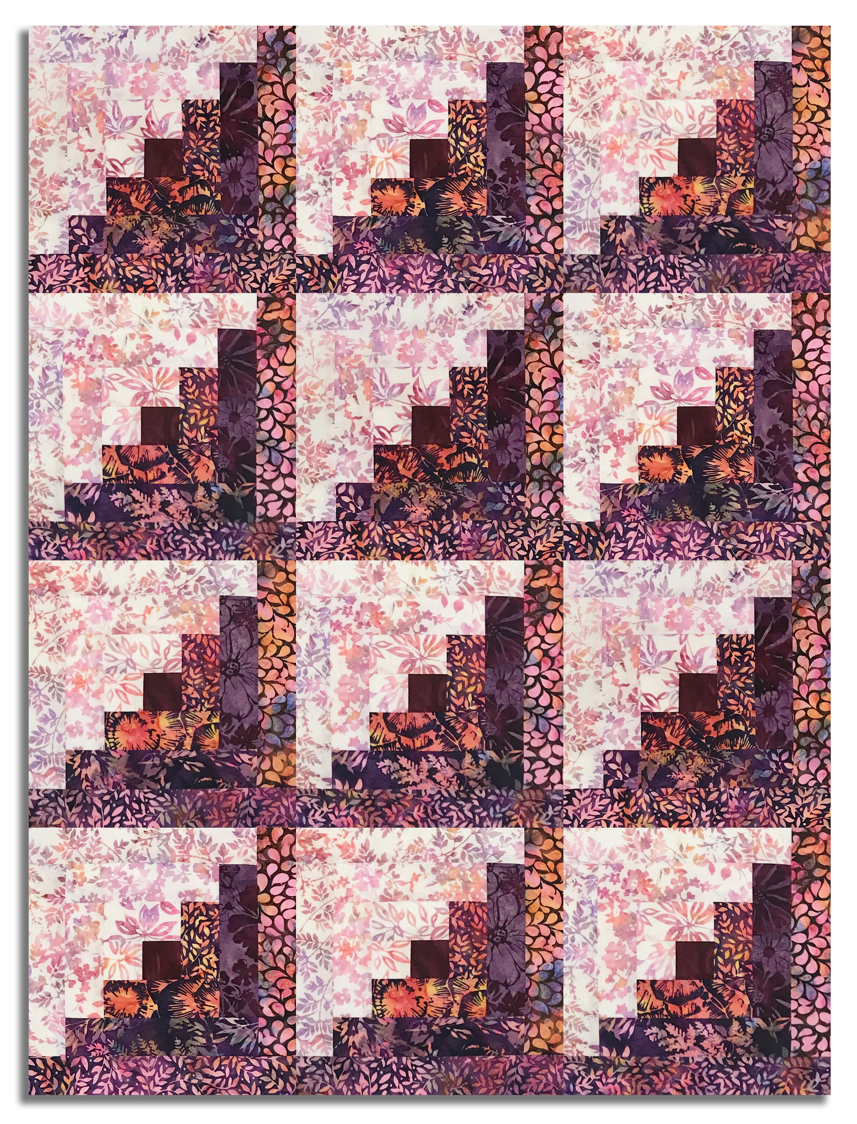 Hoffman Bali Batiks Pre-Cut 12 Block Log Cabin Quilt Kit - Huckleberry Haven - Image 2