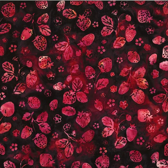 Hoffman Bali Batik Made with Love U2477 711 Deep Fuchsia Strawberries By The Yard