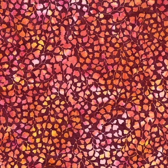 Hoffman Bali Batik Paradise T2393 38 Burgundy Maidenhair Fern By The Yard