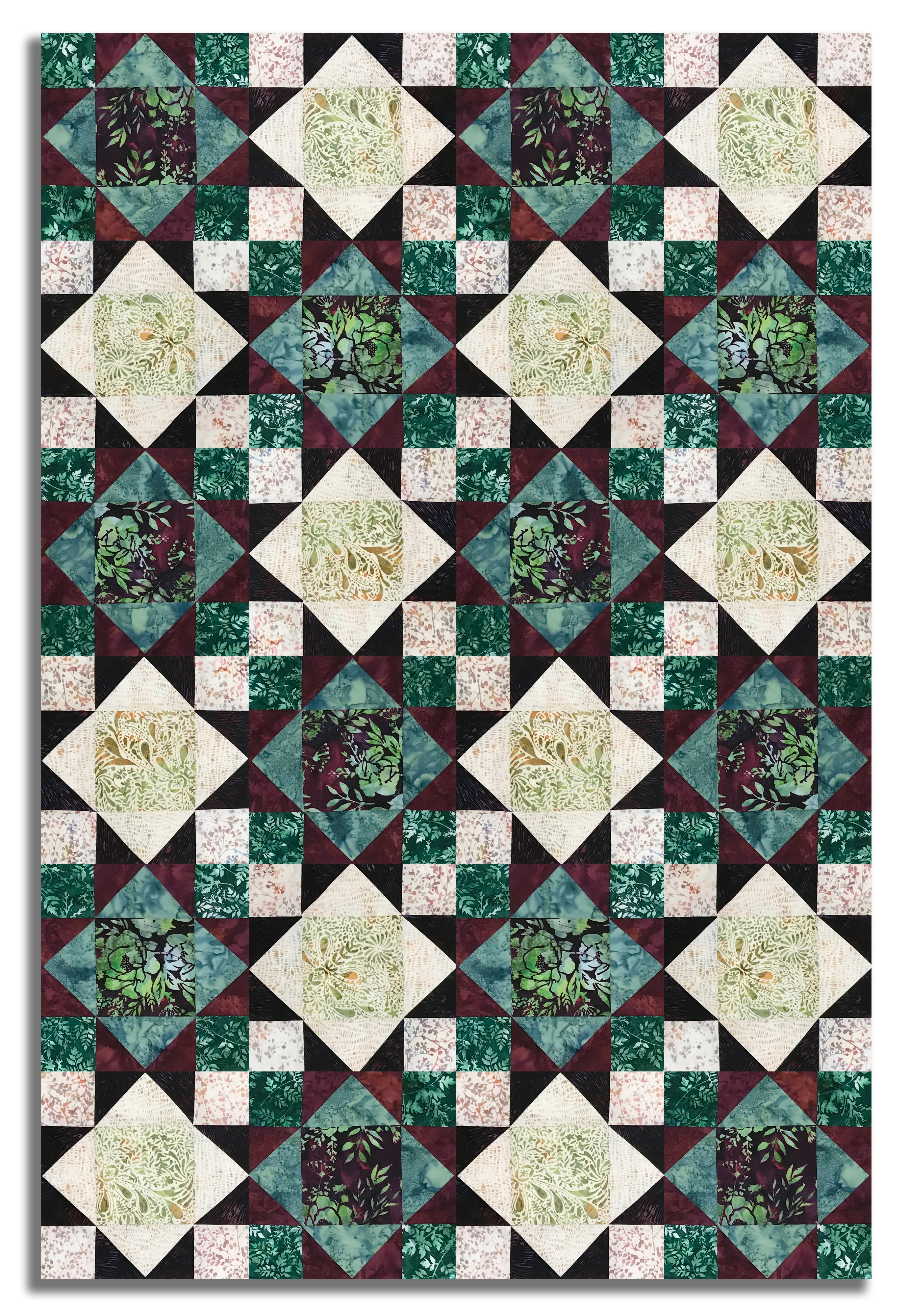 Hoffman Batik Pre-Cut 12 Block King's Crown Quilt Kit - Berry Patch - Image 4