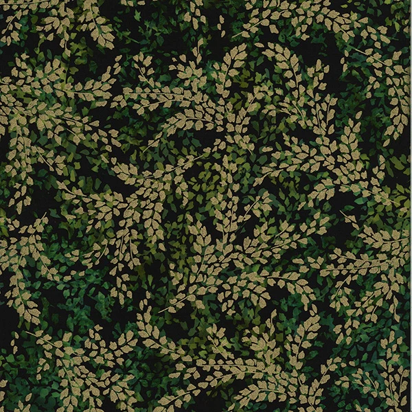 Hoffman Batik S2324 702G Deep Emerald /Gold Ditsy Branch By The Yard