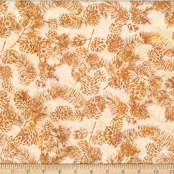 Hoffman Batik W2568 534 Hemp Big Pine Cones By The Yard