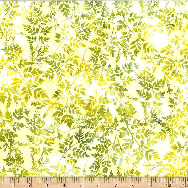Hoffman Batik W2579 499 Chartreuse Packed Leaves By The Yard