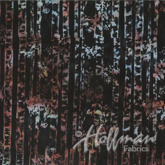 Hoffman Fabrics Bali Batiks 2141 545 Vineyard Wine Aspens on Black By The Yard