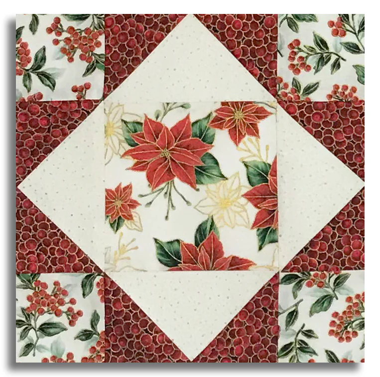 Hoffman Metallic Pre-Cut 12 Block King's Crown Quilt Kit - Blooming Holidays - Image 3
