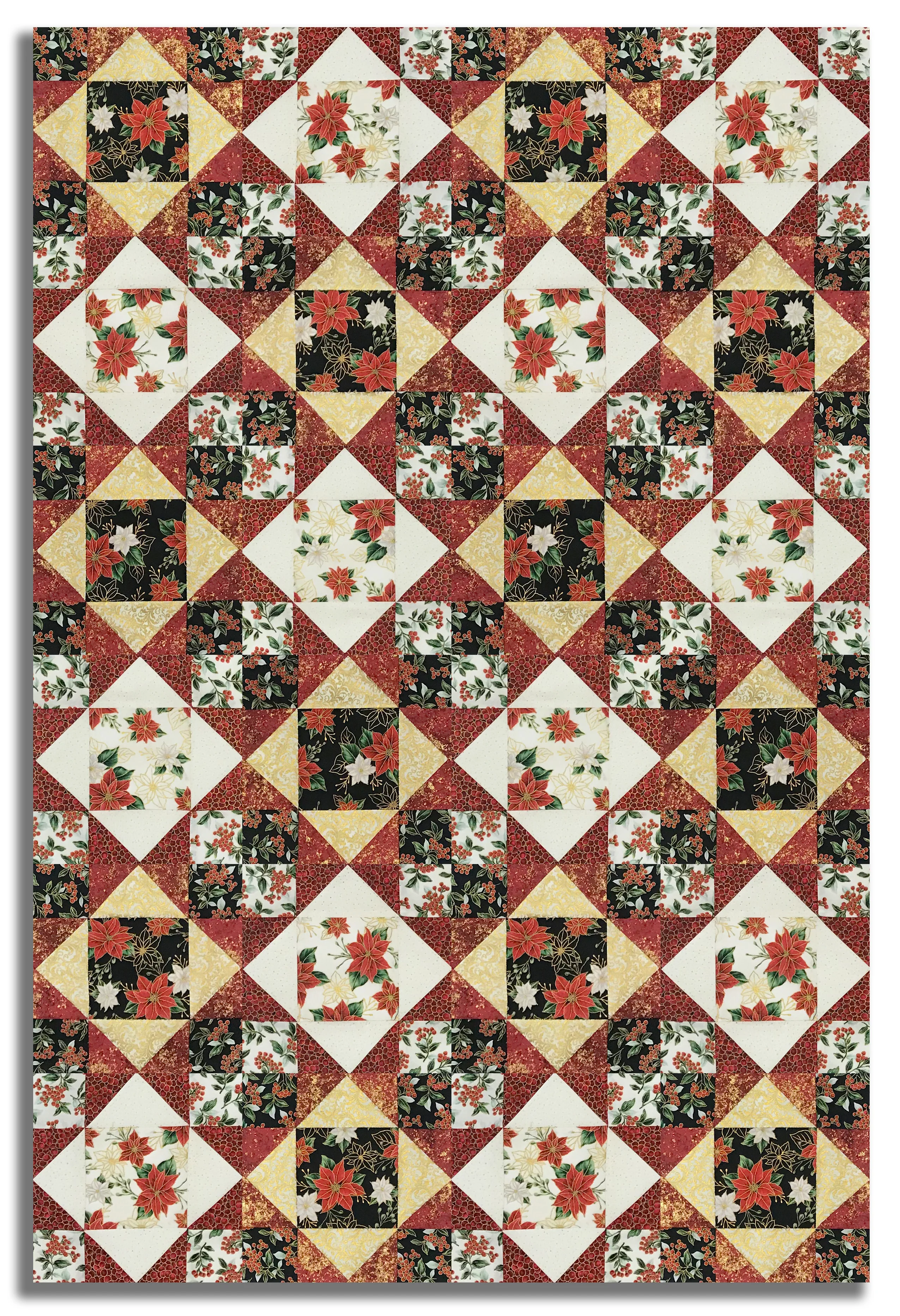 Hoffman Metallic Pre-Cut 12 Block King's Crown Quilt Kit - Blooming Holidays - Image 4