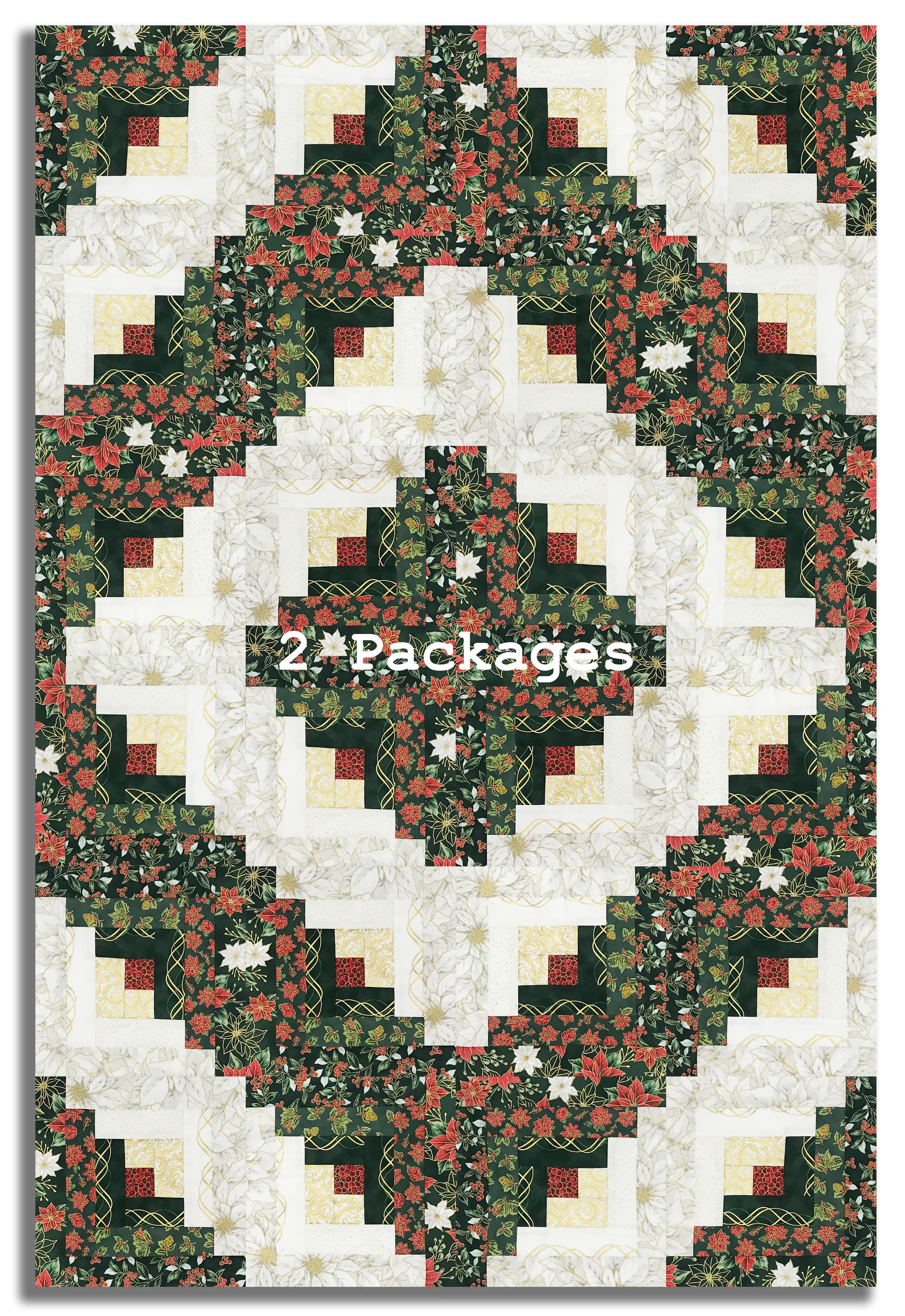 Hoffman Metallic Pre-Cut 12 Block Log Cabin Quilt Kit - Blooming Holidays - Image 4