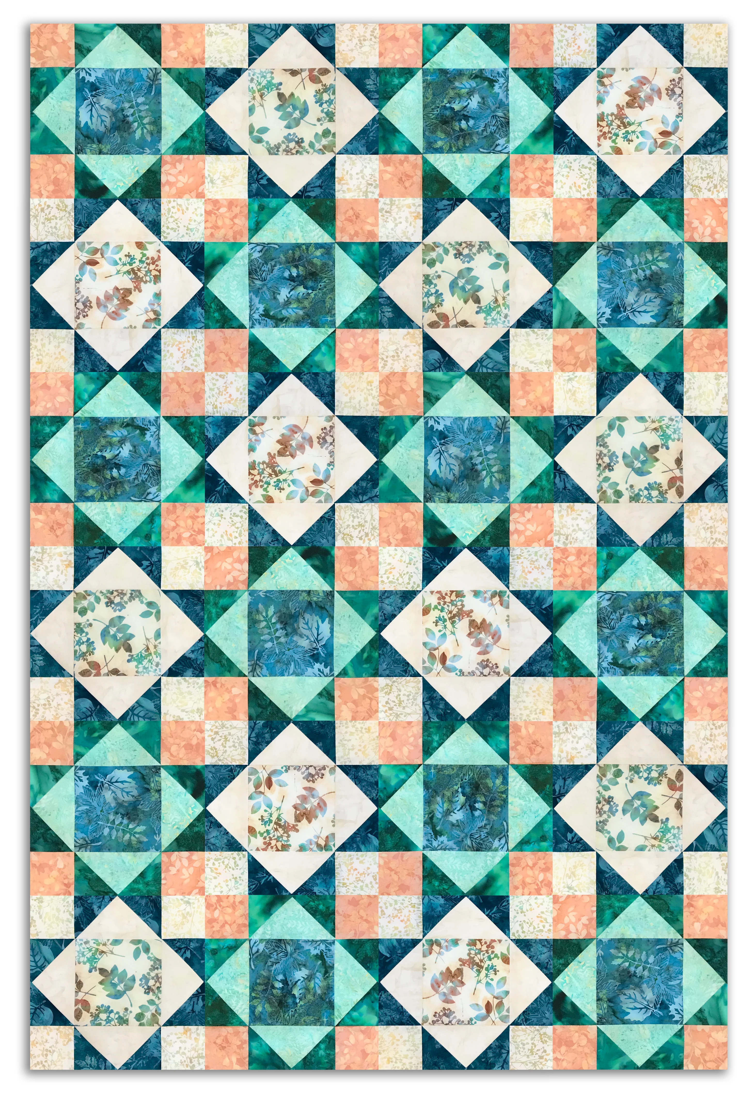 Hoffman Pre-Cut 12 Block King's Crown Quilt Kit - Sand & Sky - Image 4