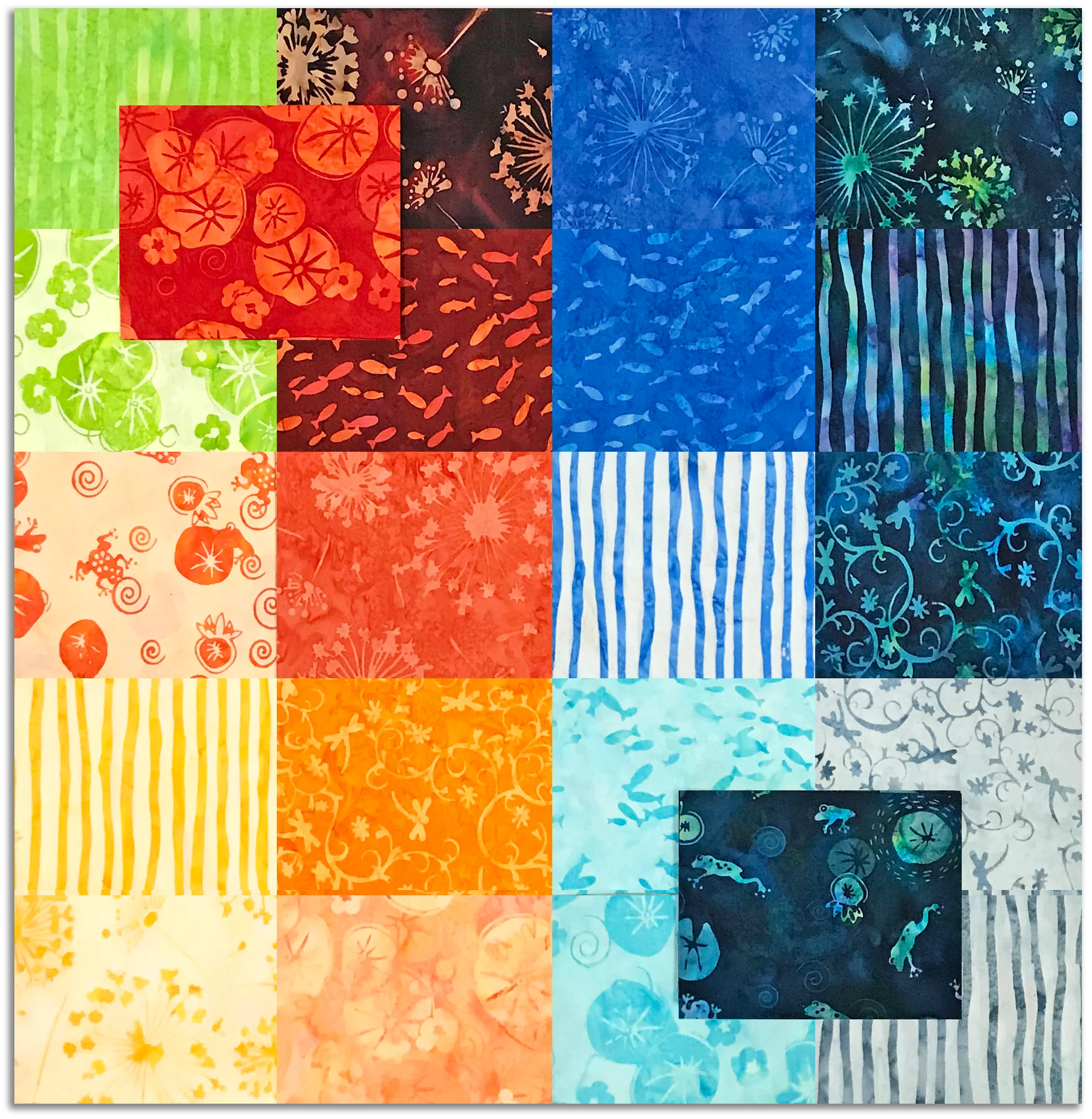 Hoffman Pre-Cut 22 Piece Fat Quarter Bundle - SCFQB 303 - Frog Pond Jelly - Image 3