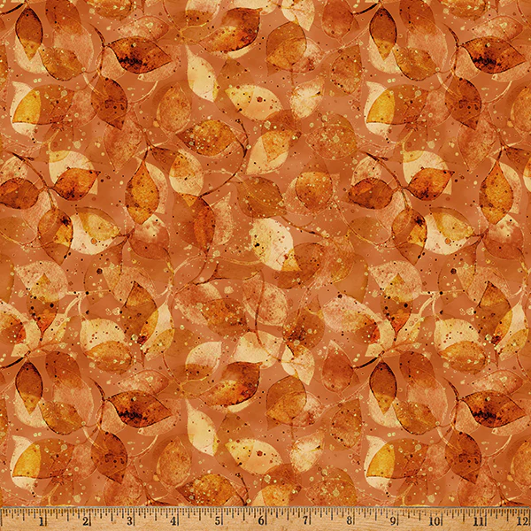 Hoffman Spectrum Print Harvest Bouquet X5547 13 Orange Leaf Print The Yard