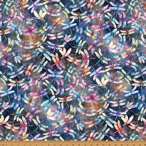 Hoffman Spectrum Print Wings Over Wildflowers X5707 737 Daybreak  By The Yard