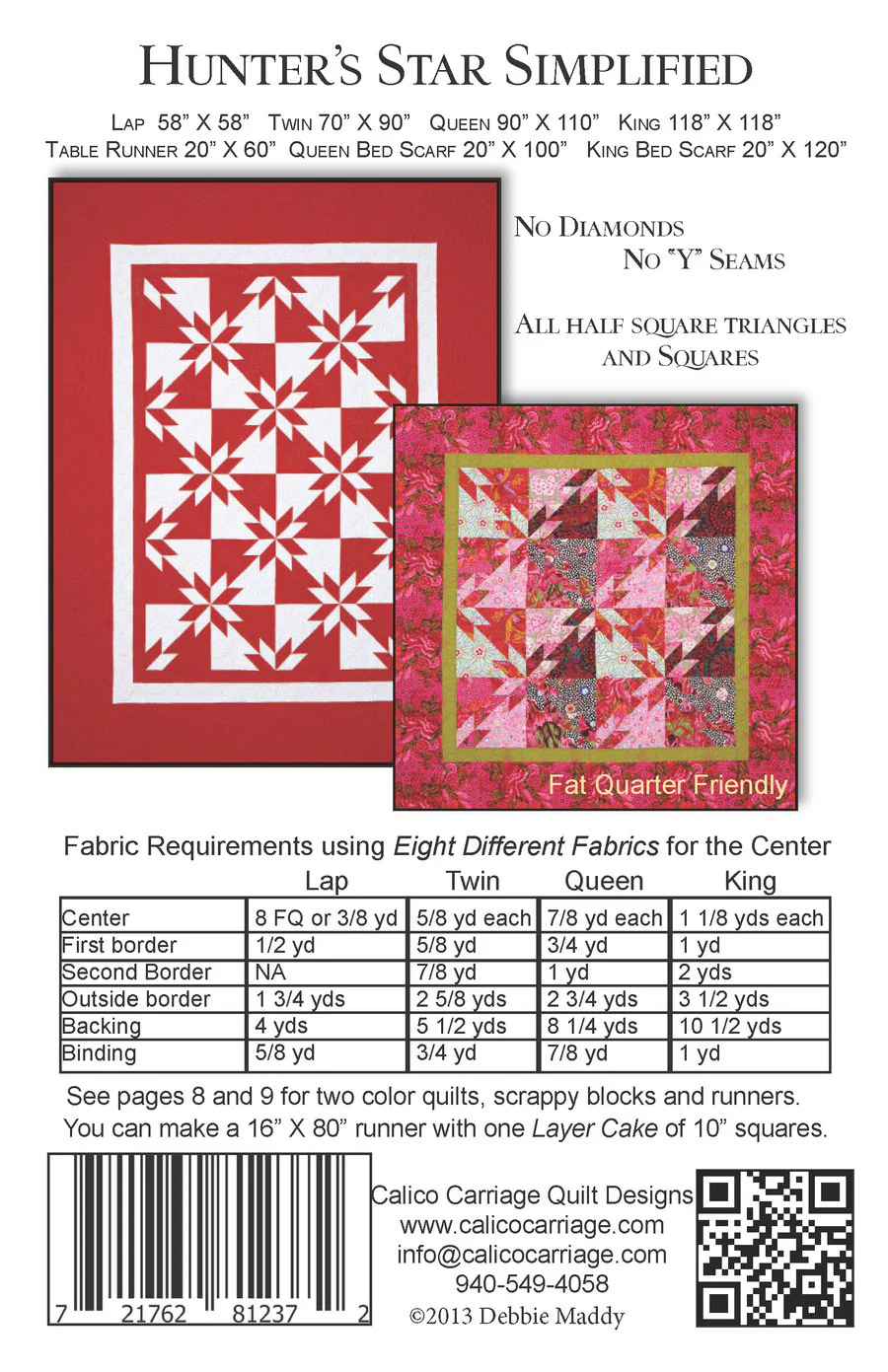 HUNTER'S STAR SIMPLIFIED - Calico Carriage Quilt Designs Pattern CCQD153 - Image 2